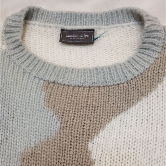 Wooden Ships Blue Tan Camo Pullover Sweater, size Small/Medium - Picture 3 of 14